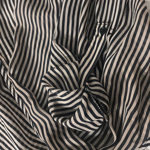 Tan brown / black stripe blouse - Picture 4 of 5